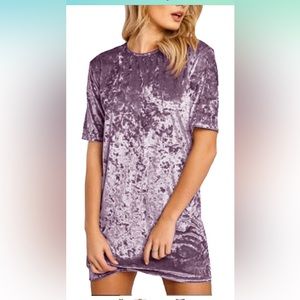 Purple crushed velvet t shirt dress